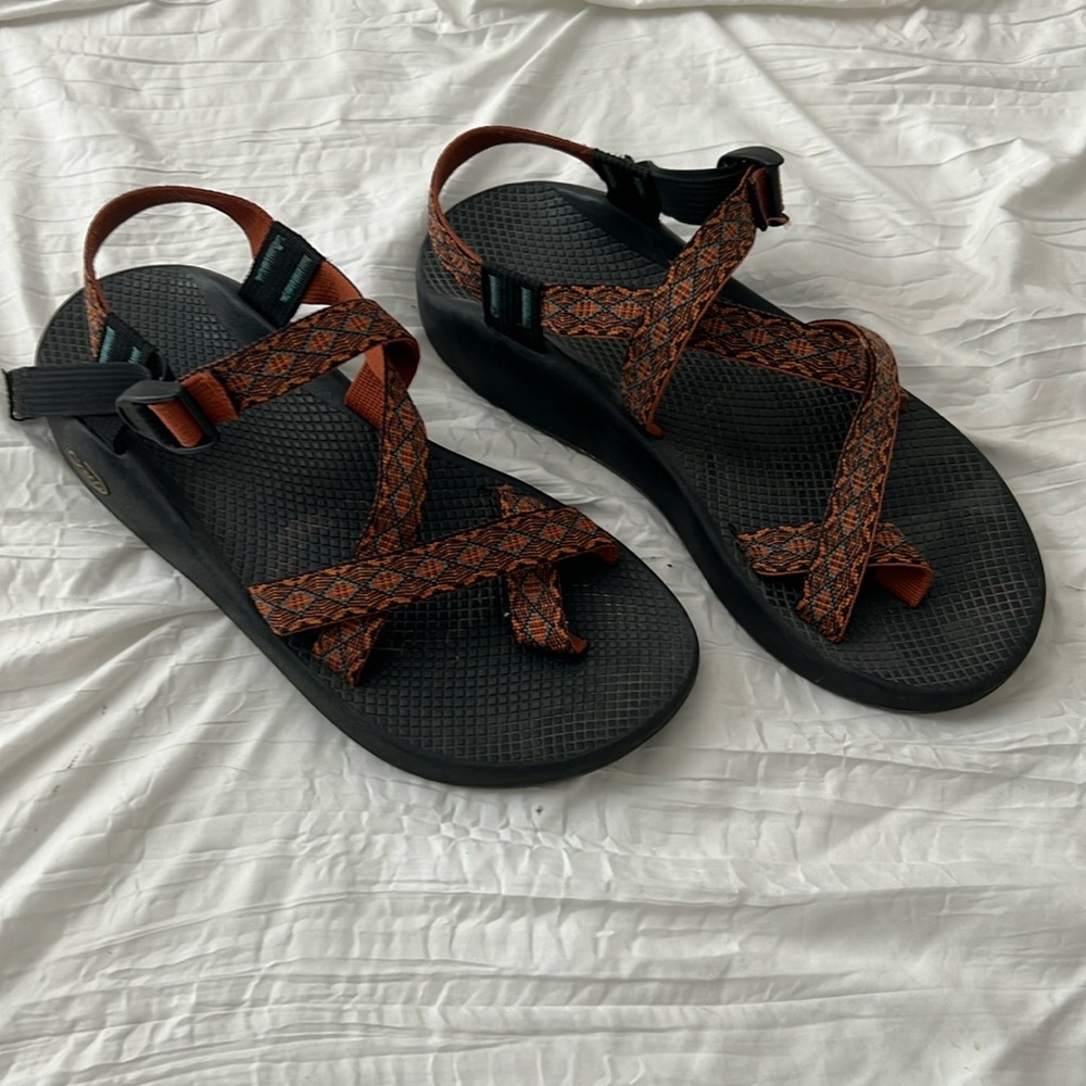 Chaco Black and Orange Sandals
